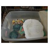 LOT OF GARDEN FIGURES IN TOTE W LID