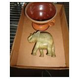 POTTERY & STONE ELEPHANT