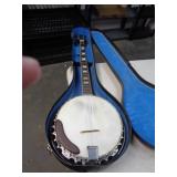 KENT BANJO MOTHER OF PEARL FRETS W CASE