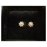 14KT WHITE GOLD & REAL DIAMOND FLORETTE EARRINGS