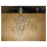MIXED GLASSES & DECANTER