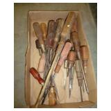 OLD WOOD HANDLED SCREWDRIVERS