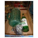 GLASS PITCHER & INDY 7UP BOTTLE