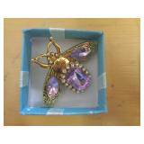 AMETHYST COLOR BEETLE BROOCH