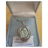 STERLING SILVER MOTHER & CHILD CAMEO NECKLACE