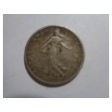 1908 1 FRANC .835 SILVER