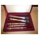GODINGER SILVERPLATE MAKEUP BRUSHES