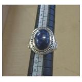 STERLING SILVER RING LAPIS STONE SZ 7.5
