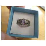 STERLING SILVER AMETHST RING SZ 7