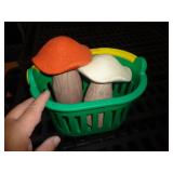 PLASTIC TOADSTOOLS & BASKET