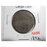1842 LARGE CENT "ROUGH"
