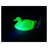 URANIUM GLASS DUCK ON NEST
