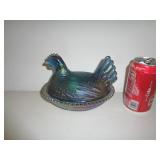 CARNIVAL GLASS HEN ON NEST