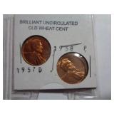 1957-D & 1958-P BU WHEAT CENTS
