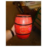 PLASTIC COIN BANK BARREL