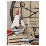 SET OF 2 DECORATIVE BOAT SCULPTURES