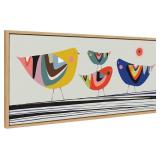 18X40 FAMILY TREE 4 BIRDS FRAMED CANVAS