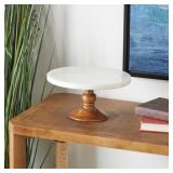 10" WOOD & MARBLE CAKE STAND