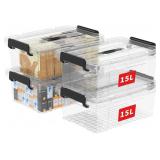 4PK 15L PLASTIC STORAGE BINS