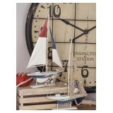 SET OF 2 DECORATIVE BOAT SCULPTURES