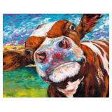 18 X 24 CURIOUS COW PRINT ON CANVAS 18 X 24 CURIOUS COW PRINT ON CANVAS