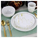 16PC GOLD/WH DINNERWARE SET 16PC GOLD/WH DINNERWARE SET