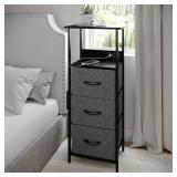 38" 3 DRAWER FABRIC NIGHTSTAND