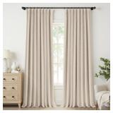 PAIR 50X96 FAUX LINEN THERMAL CURTAIN PANELS