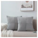 PAIR 18" SQUARE FLANNEL PATCHWORK PILLOW COVER