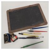 ANTIQUE CHALKBOARD, PENS & MORE