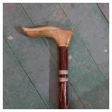 37" CARVED WOODEN CANE