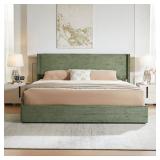 KING CORDUROY PLATFORM STORAGE BED