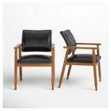 PAIR MODERN WOOD ARM CHAIRS