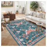 5X7 FLORAL BUTTERFLY NON-SLIP AREA RUG