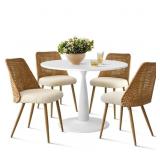 4PK 19.5" BOUCLE RATTAN DINING CHAIRS