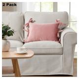 PAIR 14X20 VELVET BOW PILLOWS