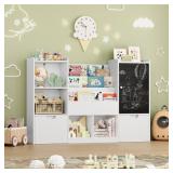 55.1" KIDS STORAGE BOOKCASE W/ CHALKBOARD