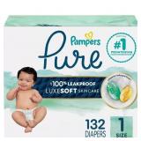132 CT SZ 1 PAMPERS PURE DIAPERS