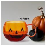 4PK GLASS JACK-O-LANTERN MUG