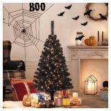 4FT PRE-LIT BLACK CHRISTMAS TREE