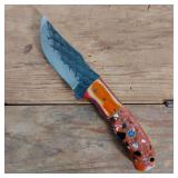 DAMASCUS STEEL FIXED BLADE KNIFE