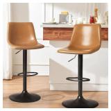 PAIR ADJUSTABLE FAUX LEATHER BARSTOOLS