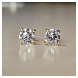 7MM STUD EARRINGS GOLD ON STERLING SILVER