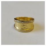 SZ 7 GOLD ON STERLING SILVER RING