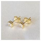 3X3MM STUD EARRINGS GOLD ON STERLING SILVER
