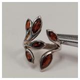 SZ 6.5 RED GARNET 925 SILVER RING