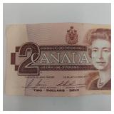 1986 CANADA $2 DOLLAR BANK NOTE