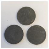 3 BELGIUM FRANC COINS WWII