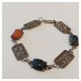 1940S CORO STERLING SCARAB BRACELET