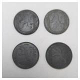 4 - WWII BELGIUM FRANC COINS
